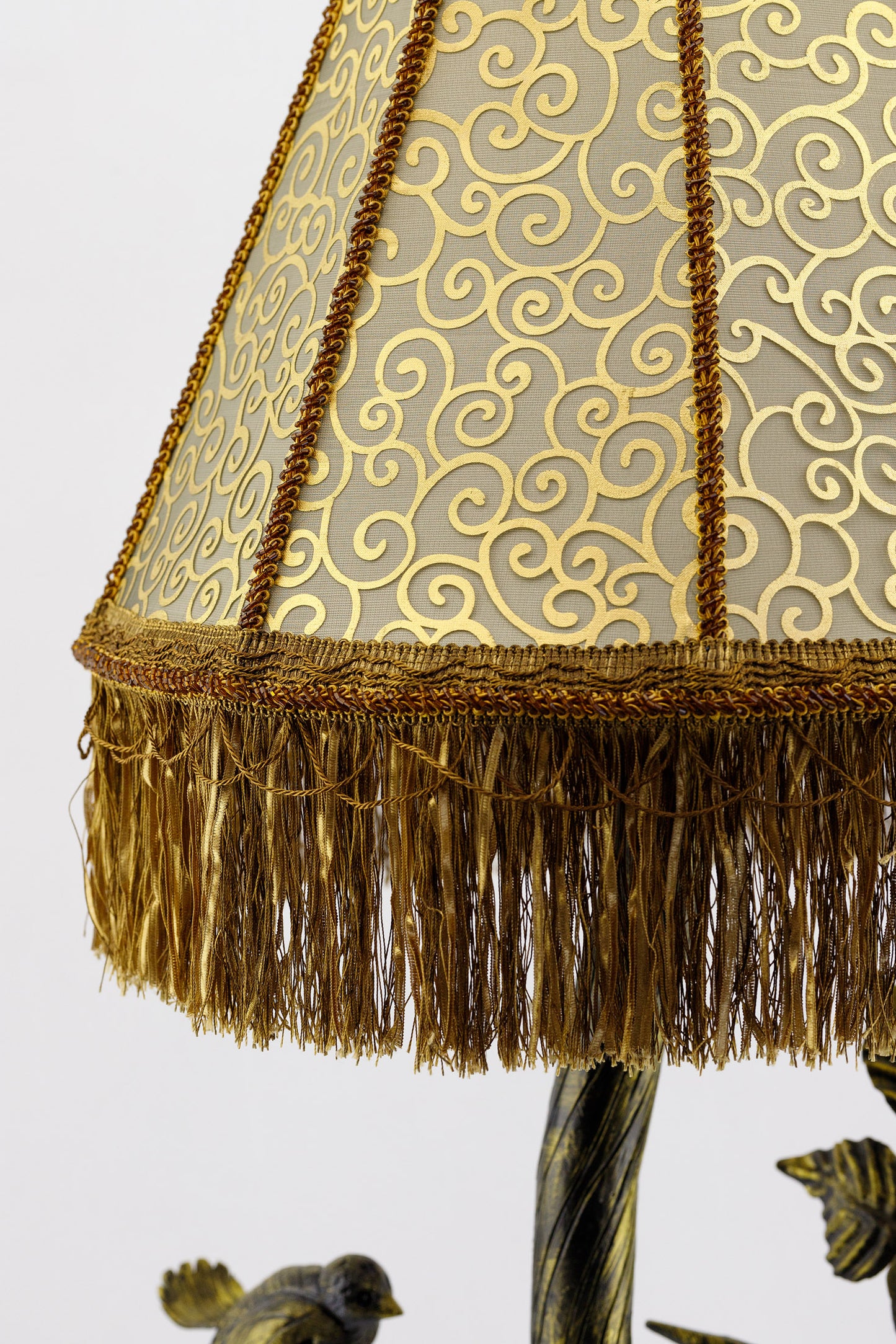 Lampshade. Luxurious Victorian fringed lampshade in brown and golden color