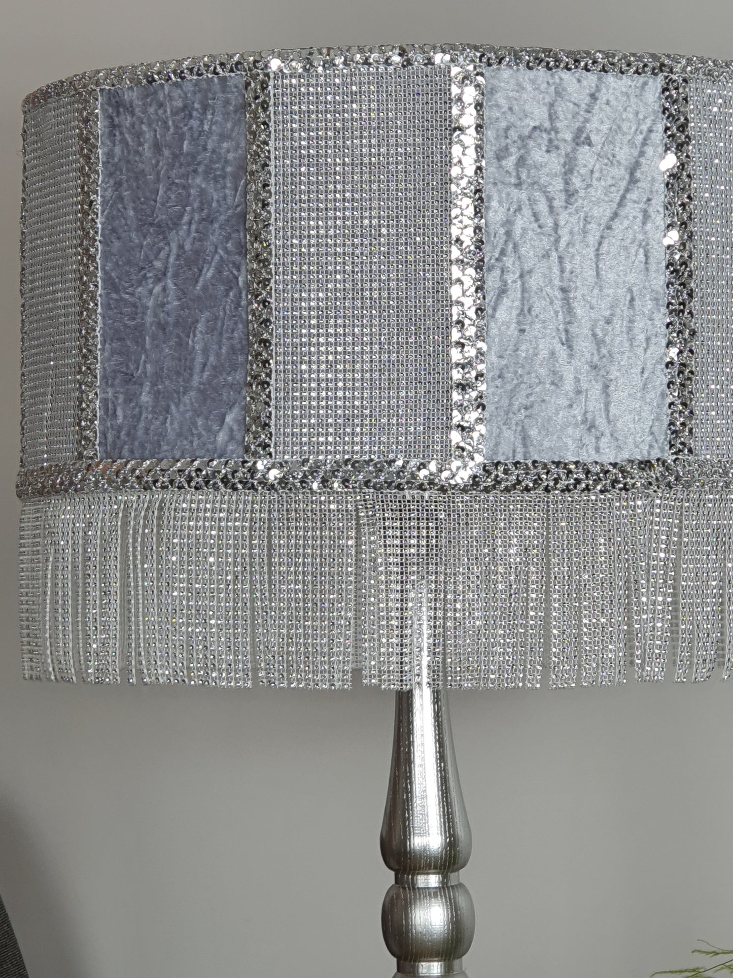 Art Deco Lampshade in Light Gray Velour. 580512