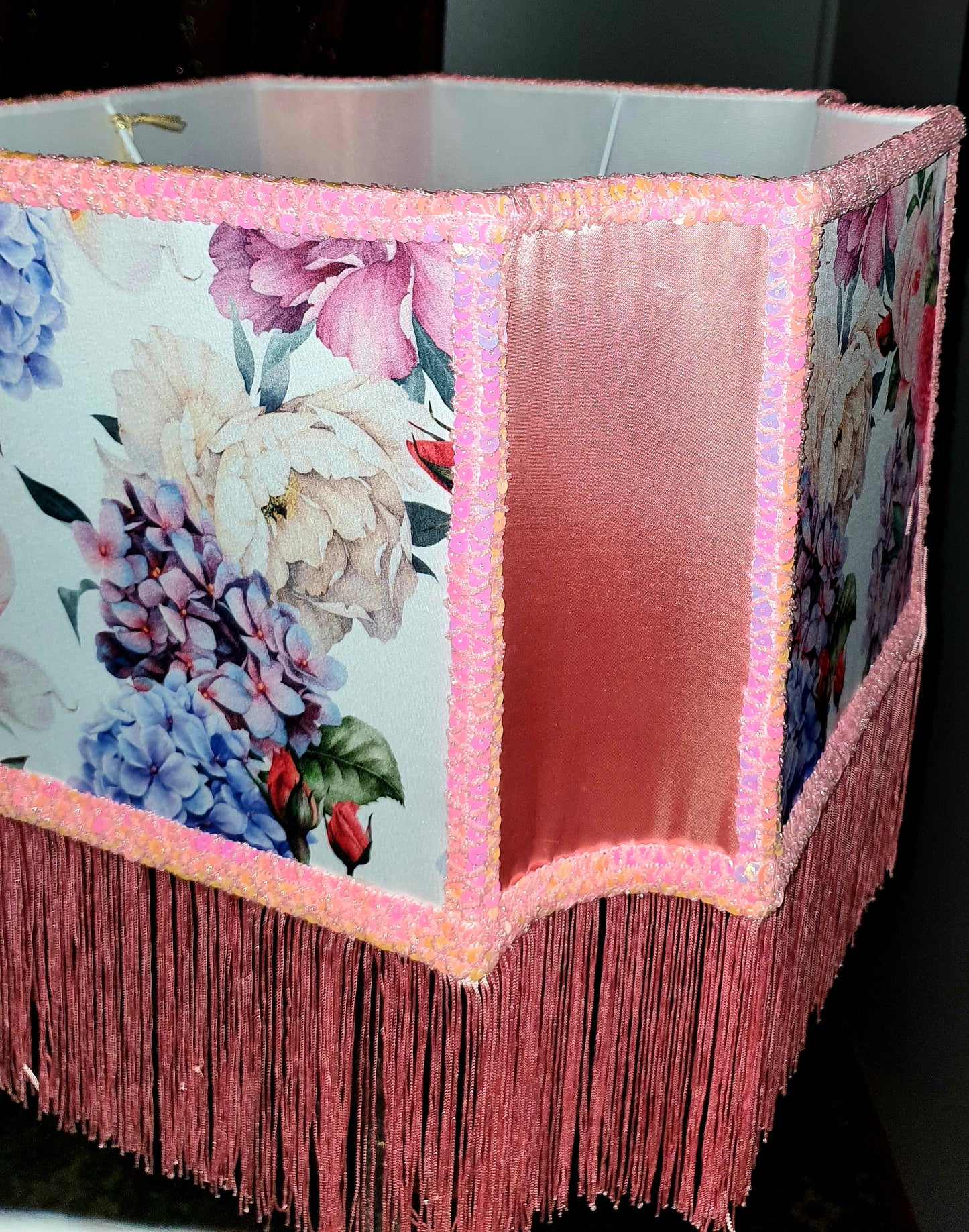 Lampshade, unique lampshades, designer pink flower lampshade. 2802