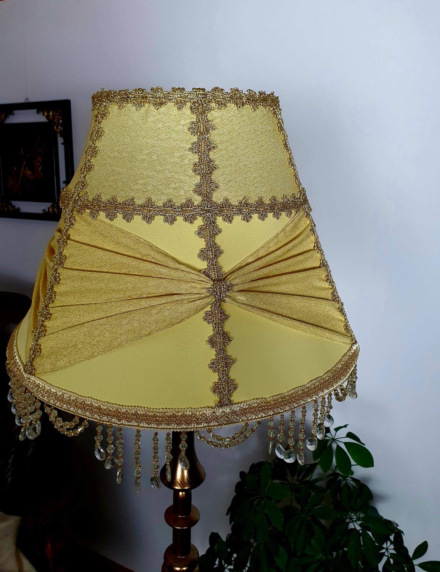 Yellow Lamp Victorian Fabric Lampshade