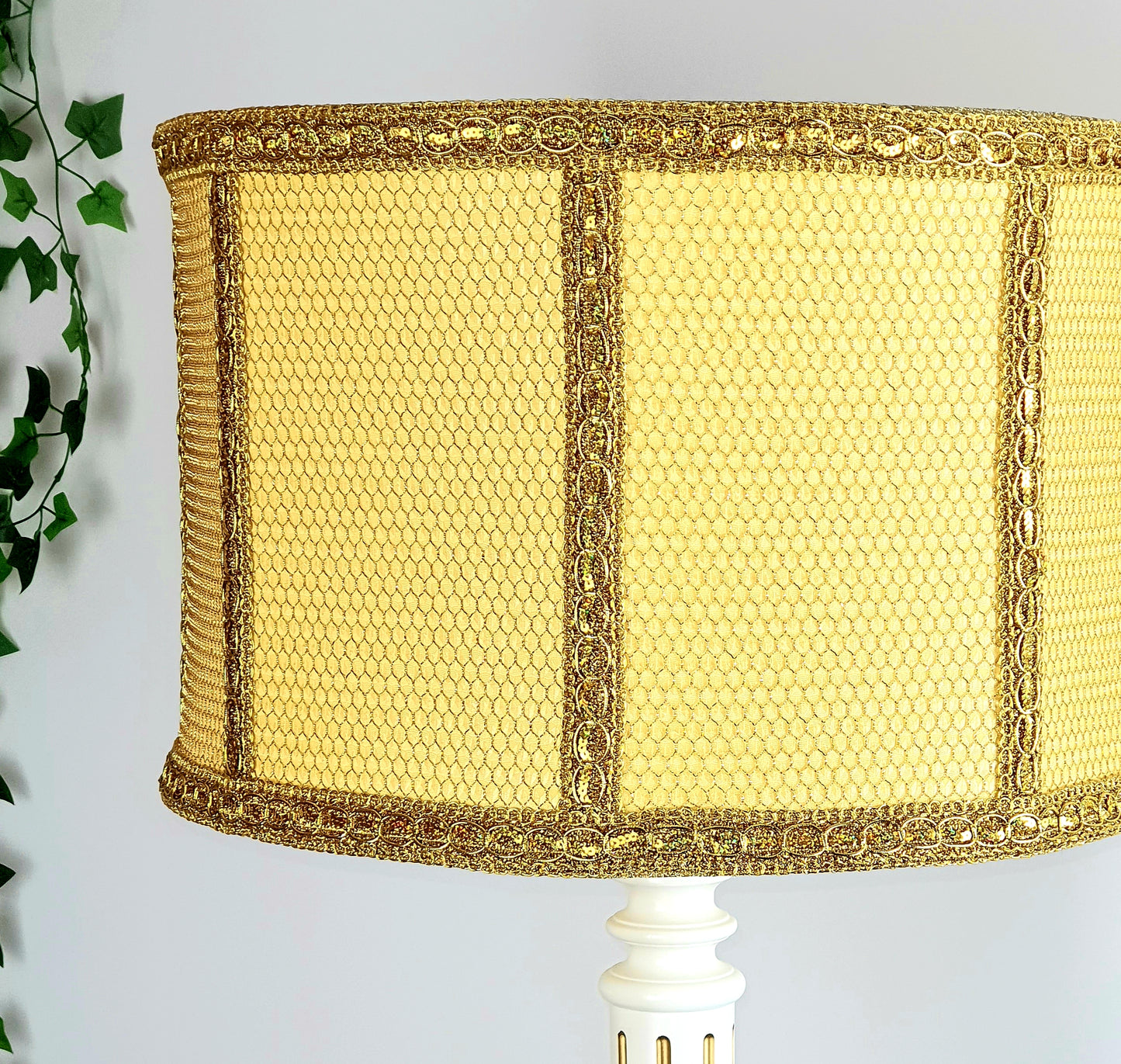 Handmade Yellow Mesh and Fabric Lampshade. 1601