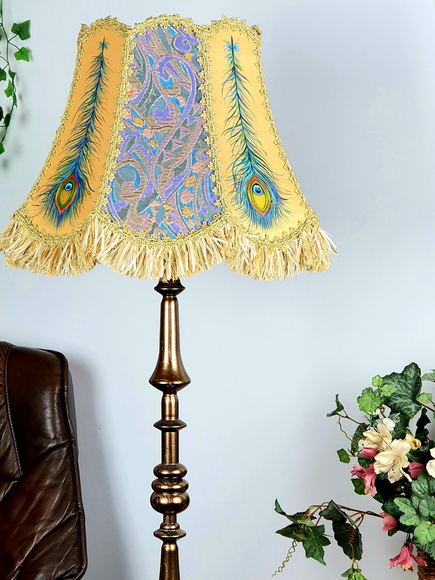 Lampshade, hand-painted fabric lampshade, art deco, unique lampshades. PRODUCT TO ORDER. 3704