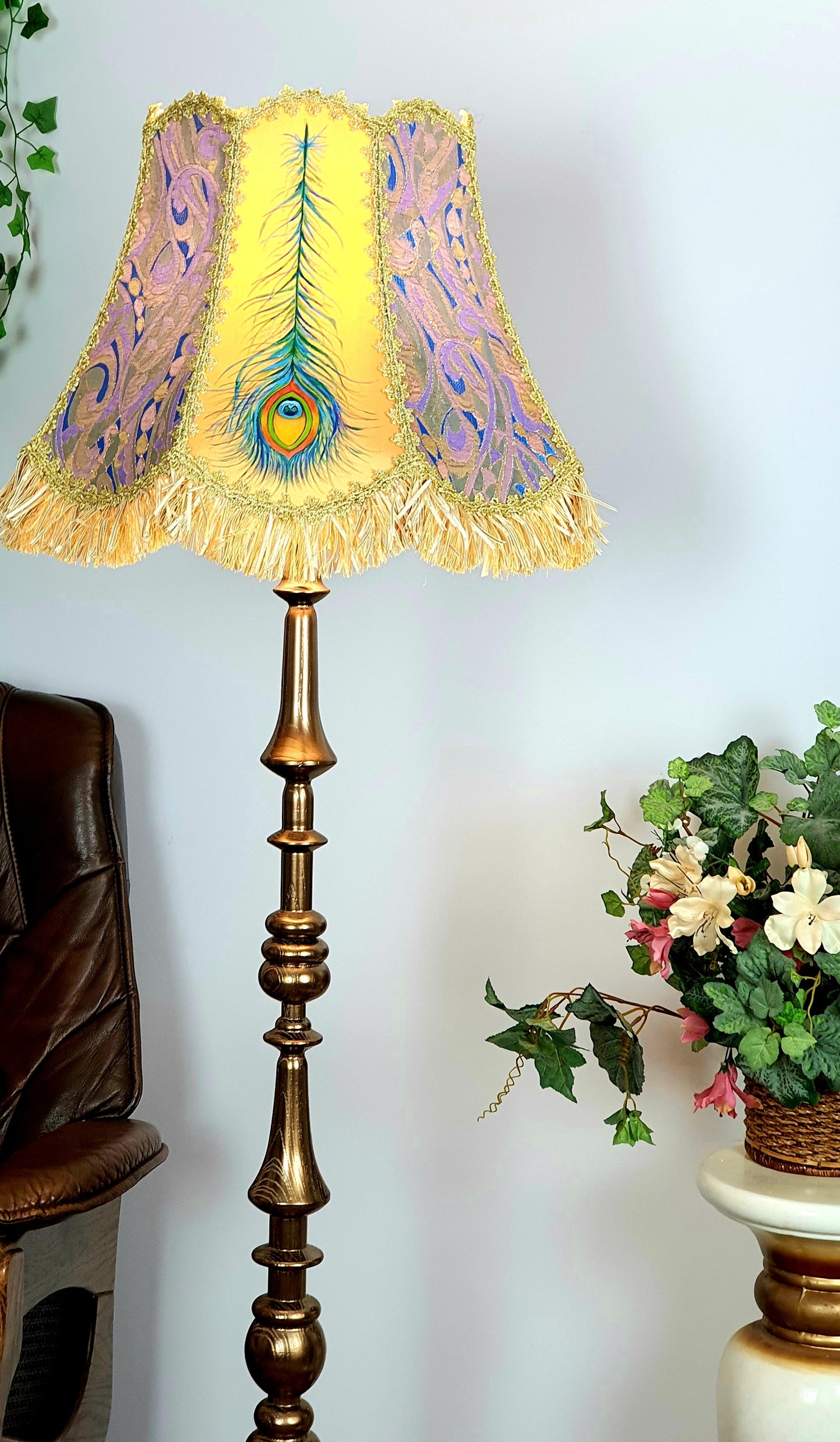 Lampshade, hand-painted fabric lampshade, art deco, unique lampshades. PRODUCT TO ORDER. 3704
