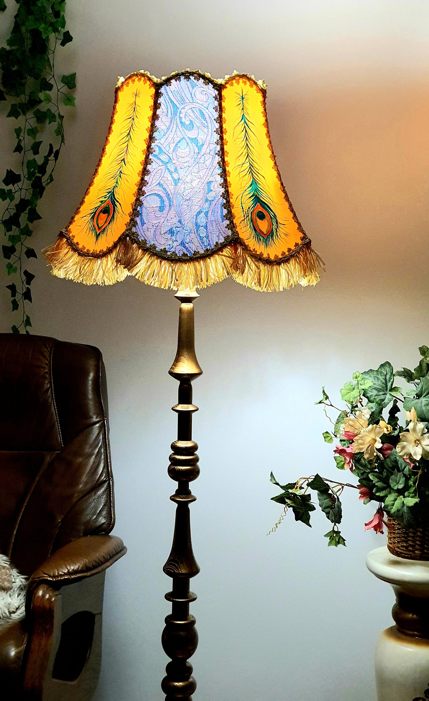 Lampshade, hand-painted fabric lampshade, art deco, unique lampshades. PRODUCT TO ORDER. 3704