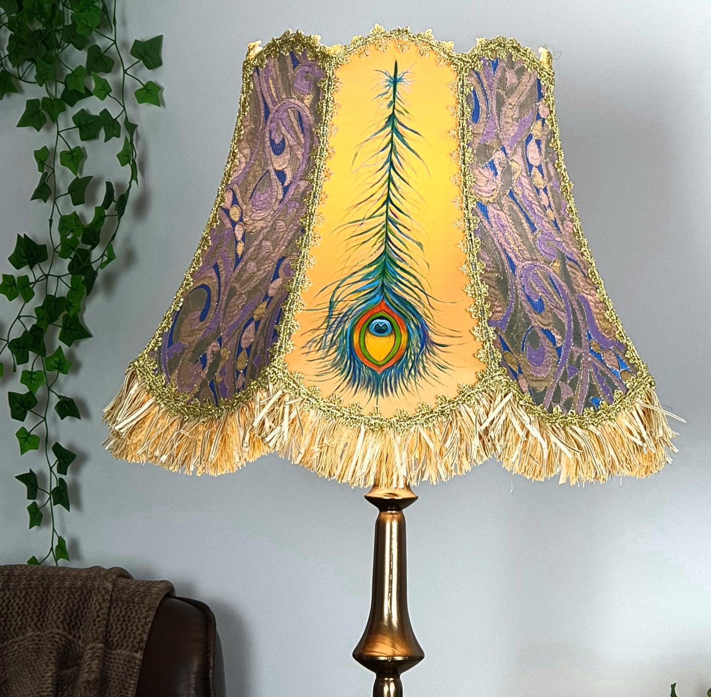 Lampshade, hand-painted fabric lampshade, art deco, unique lampshades. PRODUCT TO ORDER. 3704