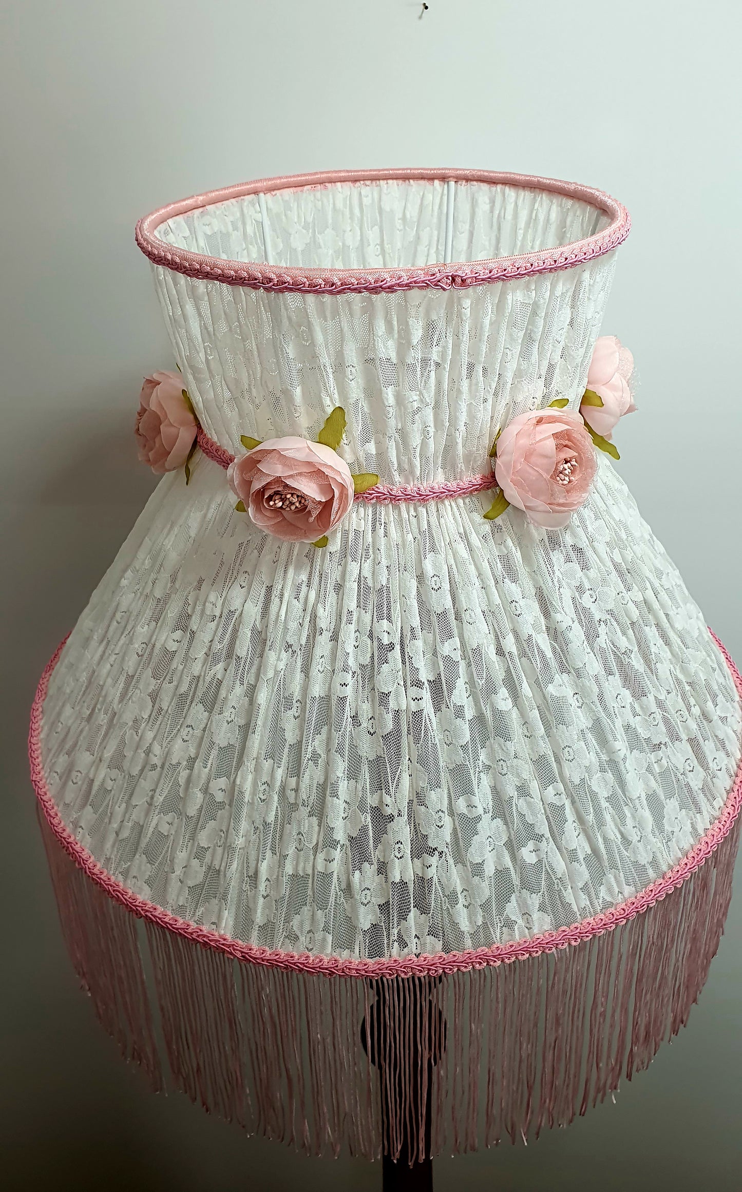 White guipure Victorian lampshade with rose