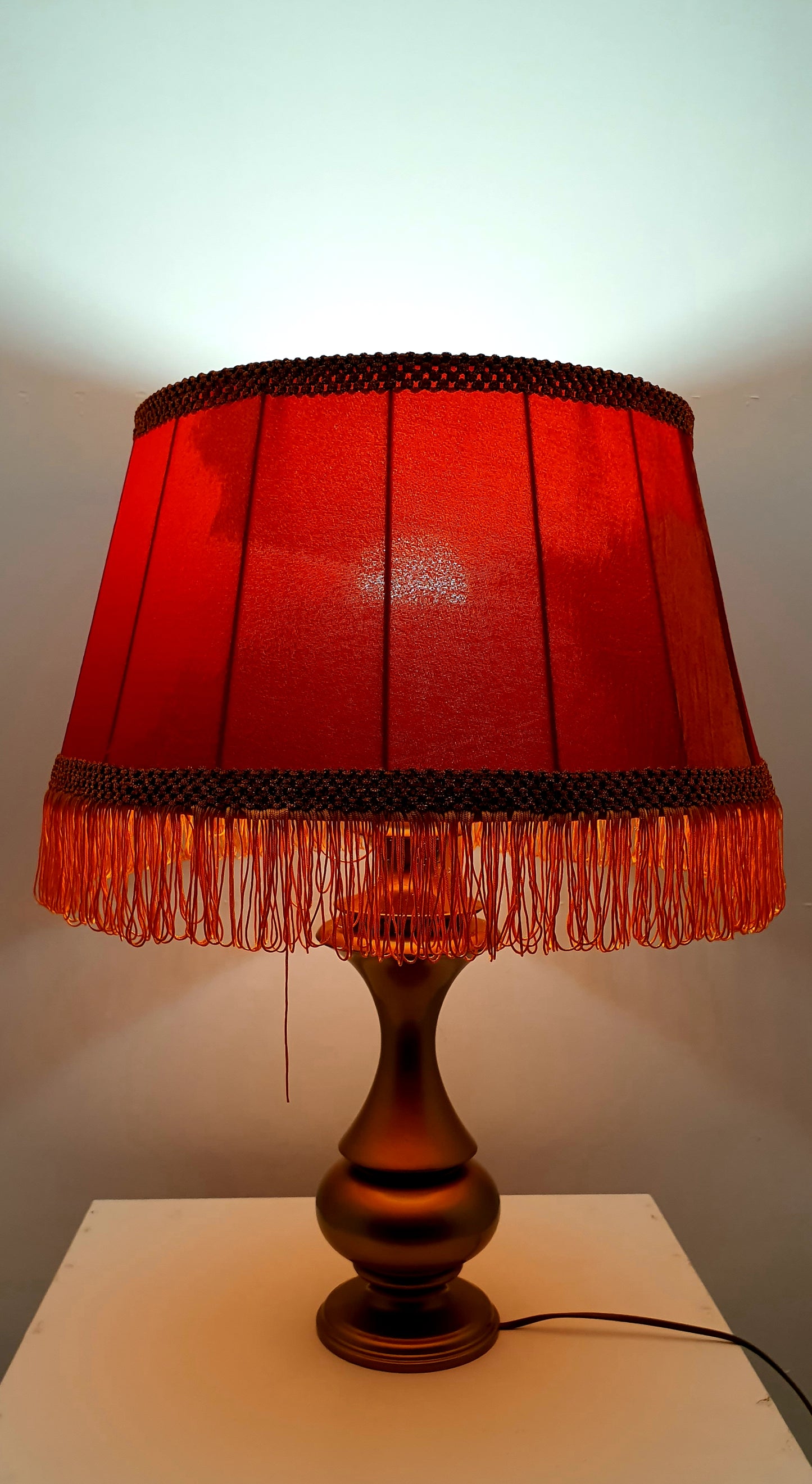 Art Deco and Victorian: Fringed Drum Orange Lampshade . PRODUCT TO ORDER. 6507