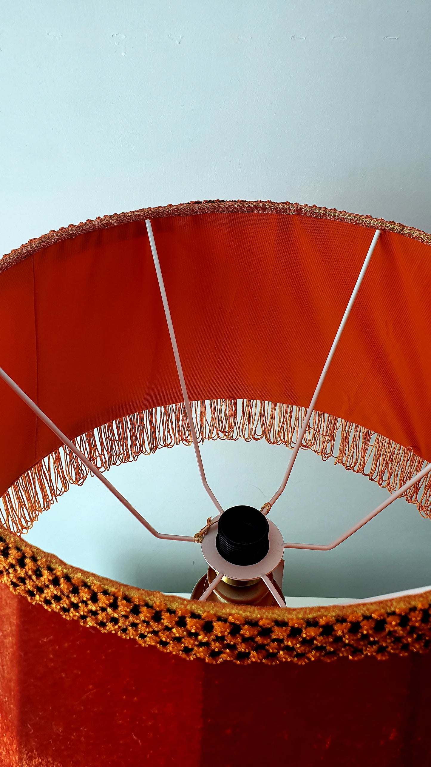 Art Deco and Victorian: Fringed Drum Orange Lampshade . PRODUCT TO ORDER. 6507