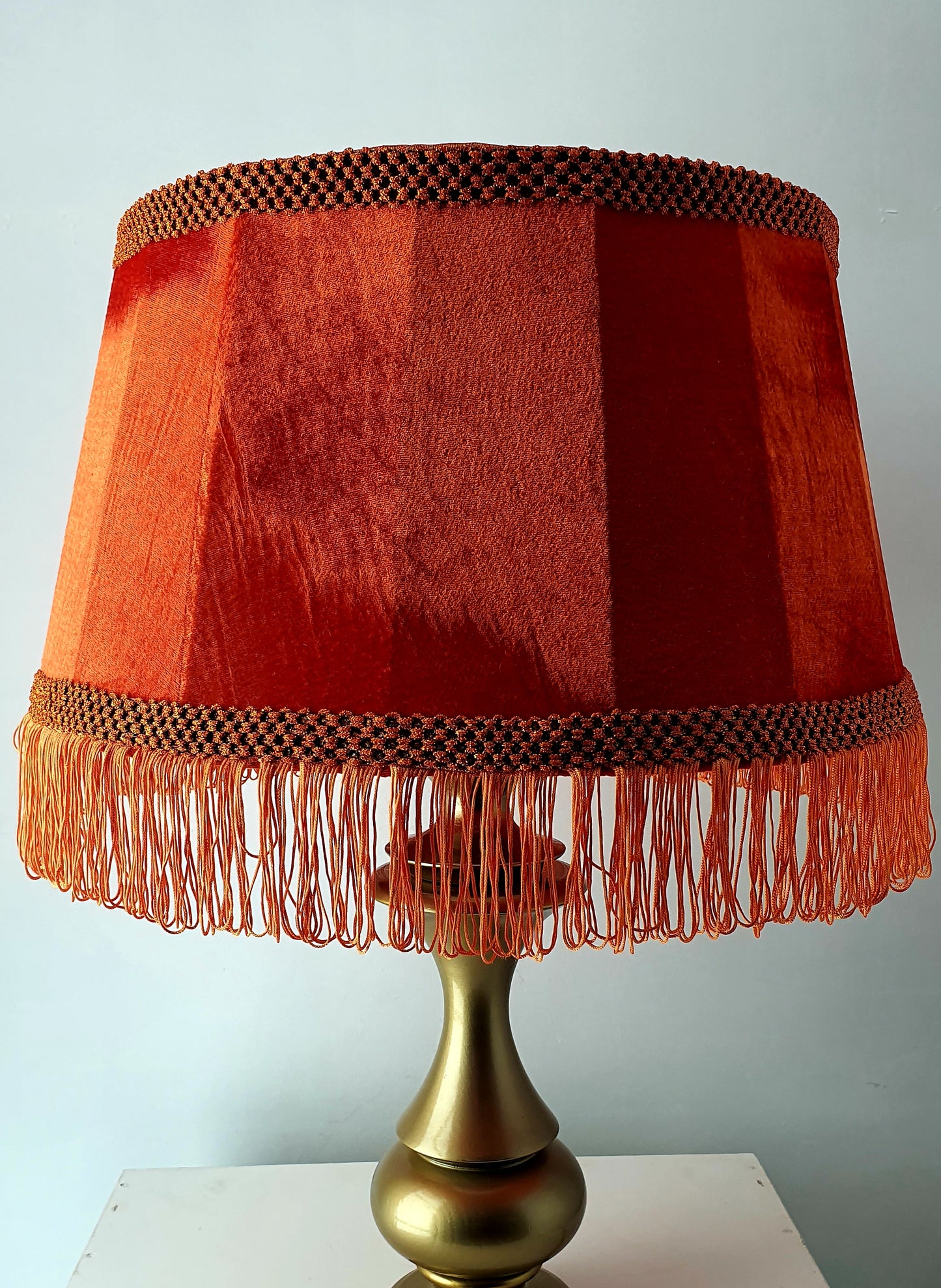 Art Deco and Victorian: Fringed Drum Orange Lampshade . PRODUCT TO ORDER. 6507