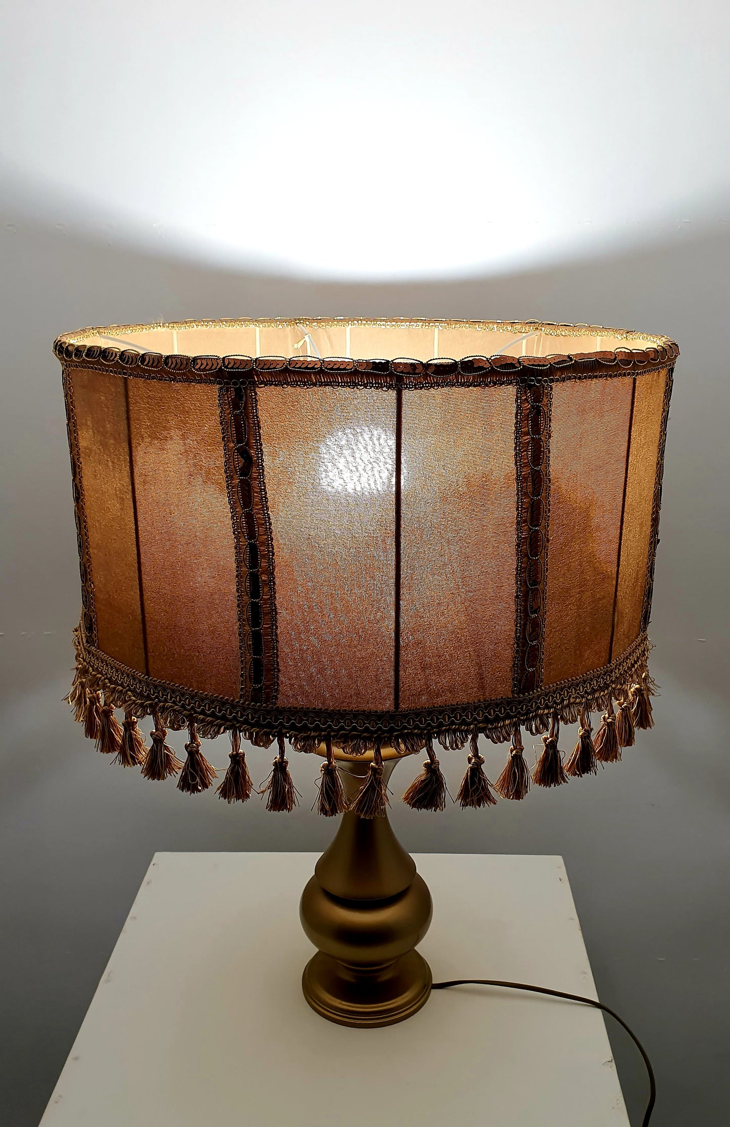Lampshade, Victorian fringed drum shade. 5812