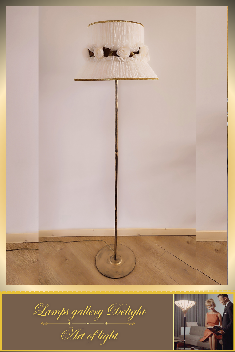 Handmade Floral Lampshade Floor Lamp: Victorian Style Home Decor. № 6102