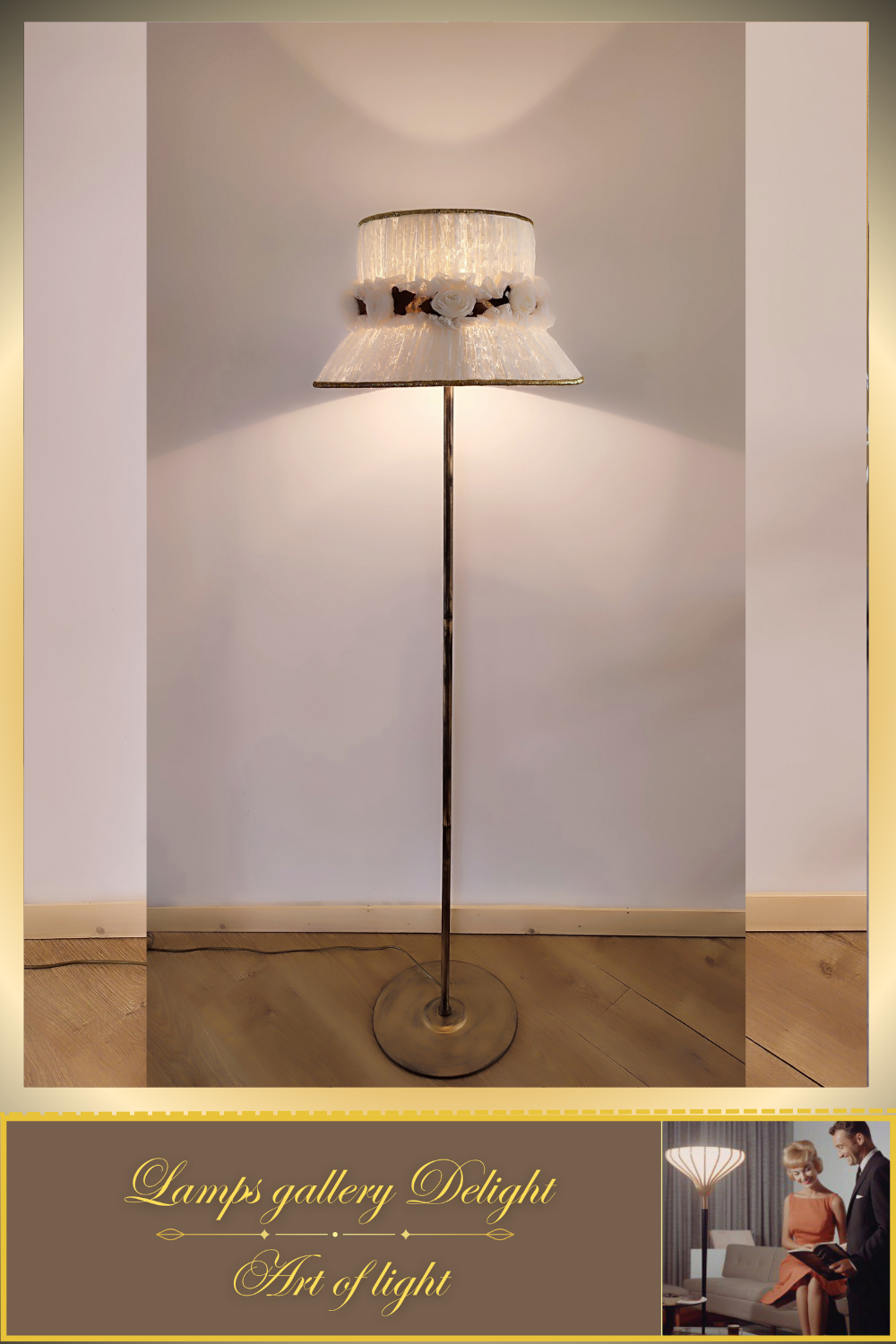 Floor lamp, white lamp, flower lamp, art deco lamp. 6102