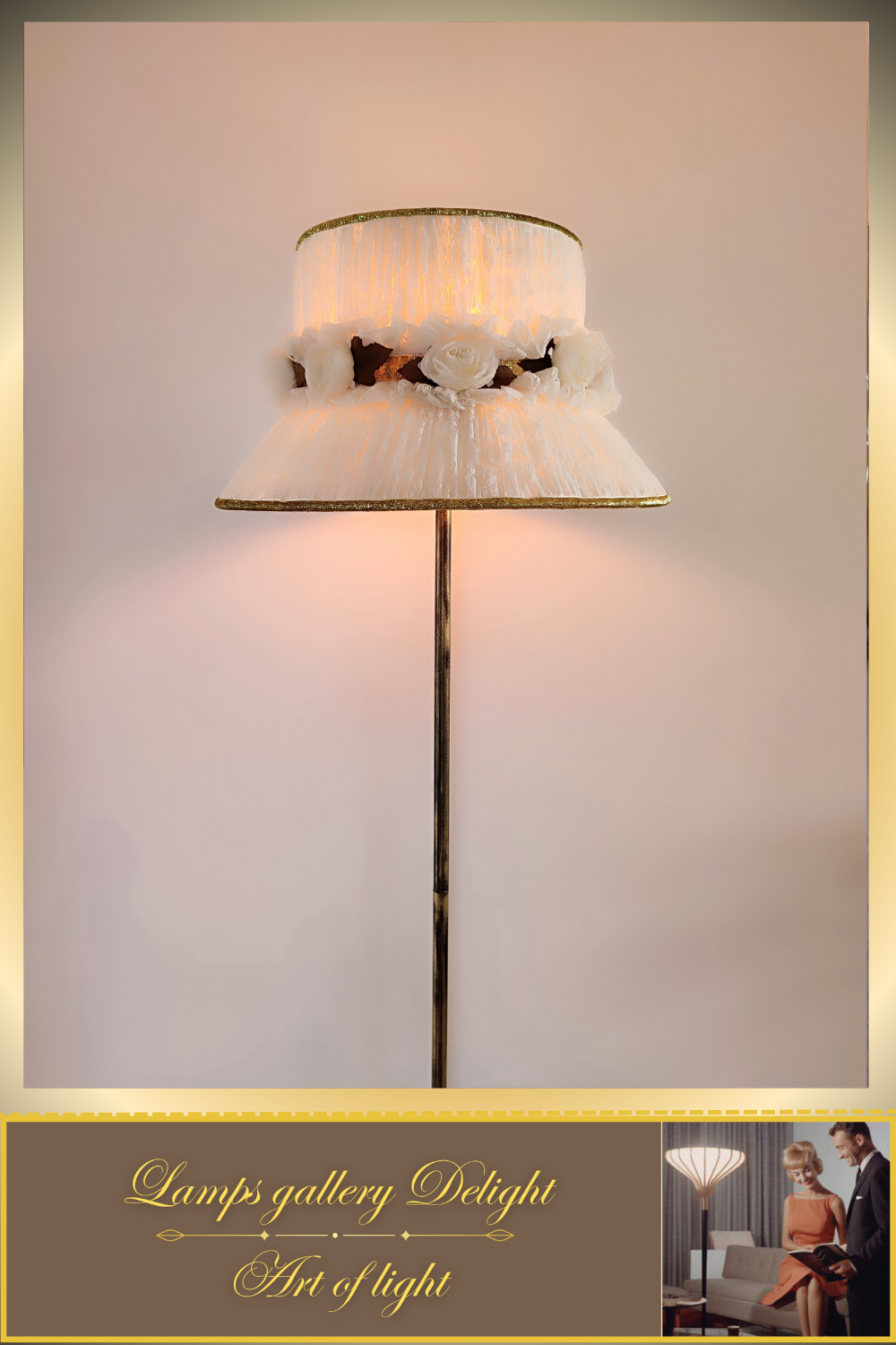 Floor lamp, white lamp, flower lamp, art deco lamp. 6102