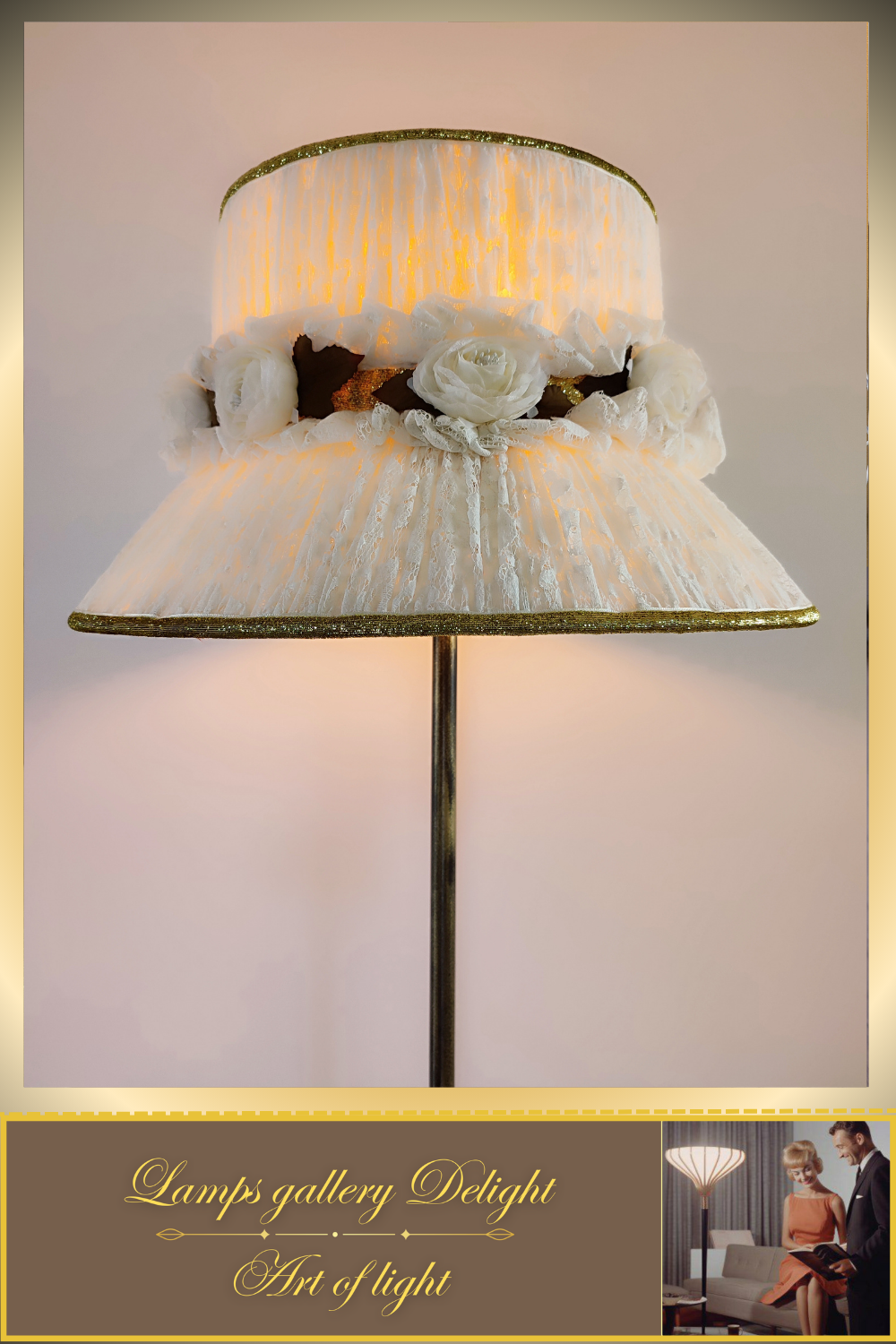 Floor lamp, white lamp, flower lamp, art deco lamp. 6102