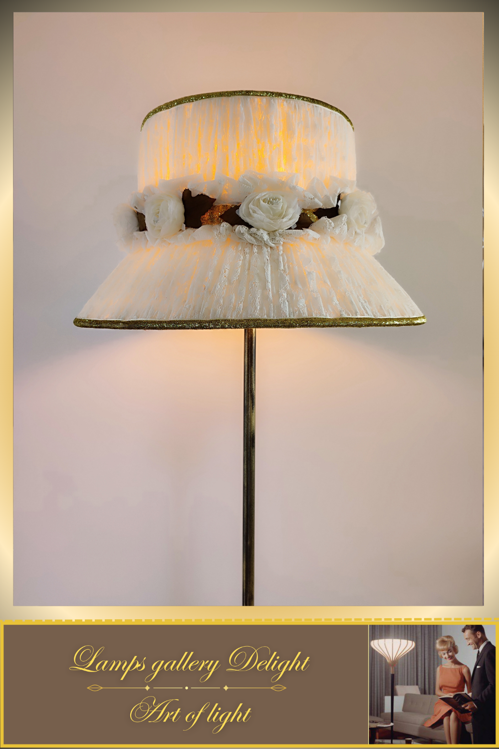Floor lamp, white lamp, flower lamp, art deco lamp. 6102