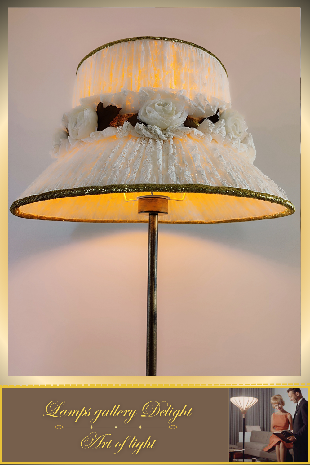 Floor lamp, white lamp, flower lamp, art deco lamp. 6102