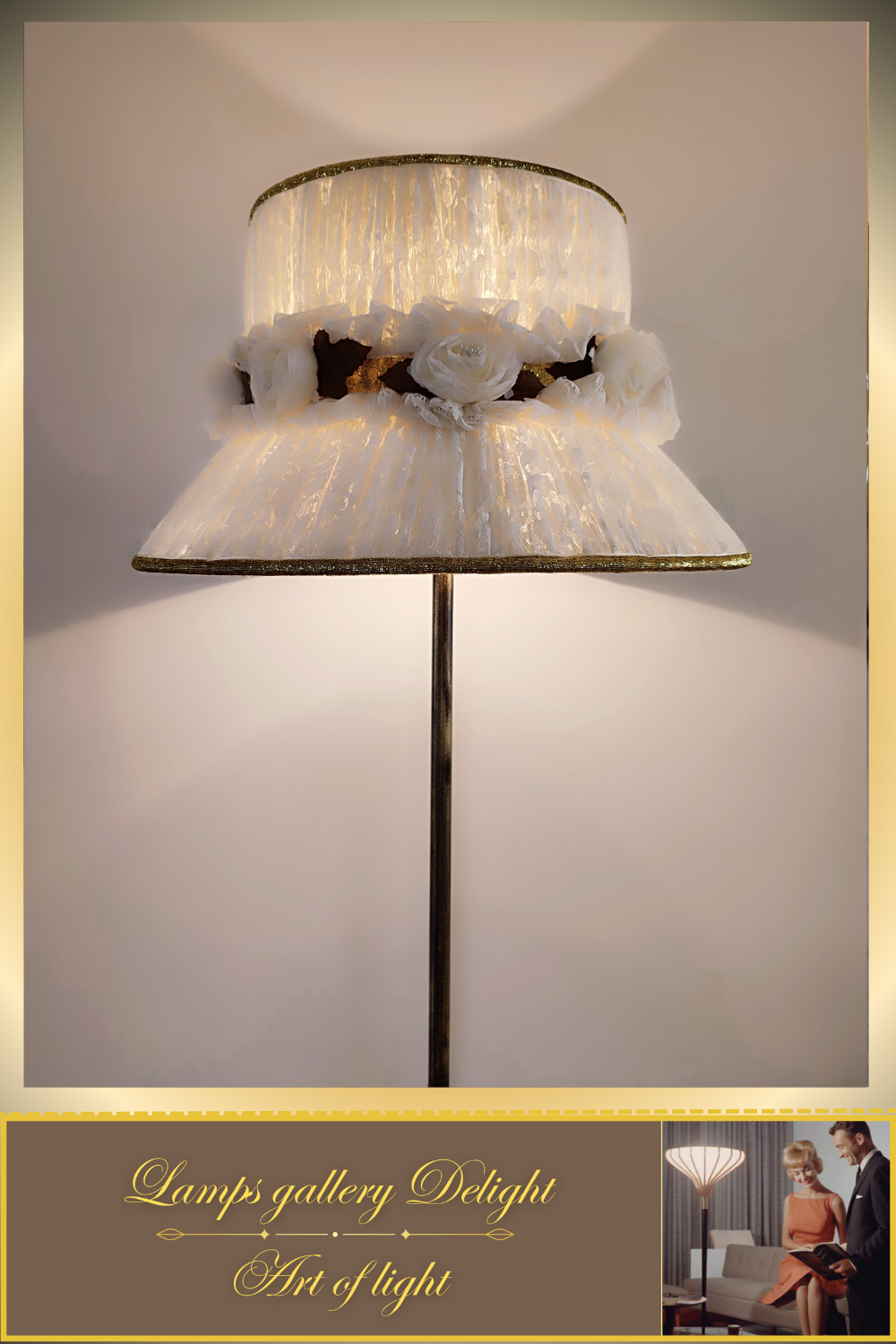Floor lamp, white lamp, flower lamp, art deco lamp. 6102