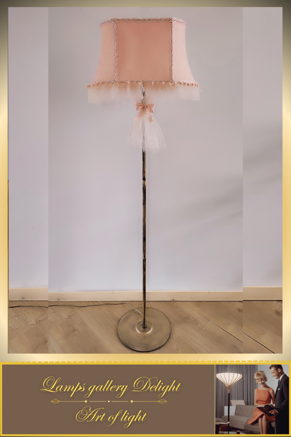 Floor lamp. Victorian style. Girlish pink and peach floor lamp, a gift for a girl. 5307