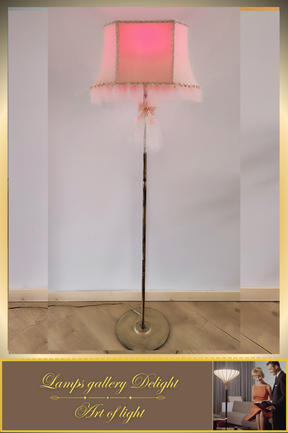Floor lamp. Victorian style. Girlish pink and peach floor lamp, a gift for a girl. 5307