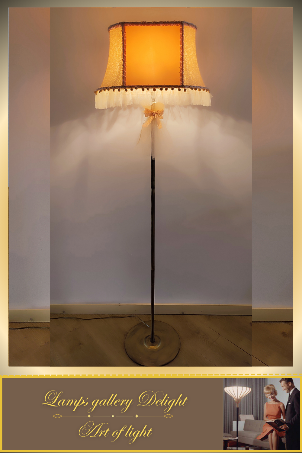 Floor lamp. Victorian style. Girlish pink and peach floor lamp, a gift for a girl. 5307