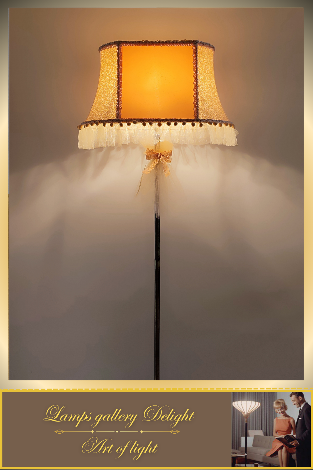 Floor lamp with pink textile shade to create a warm and cozy corner. № 5307