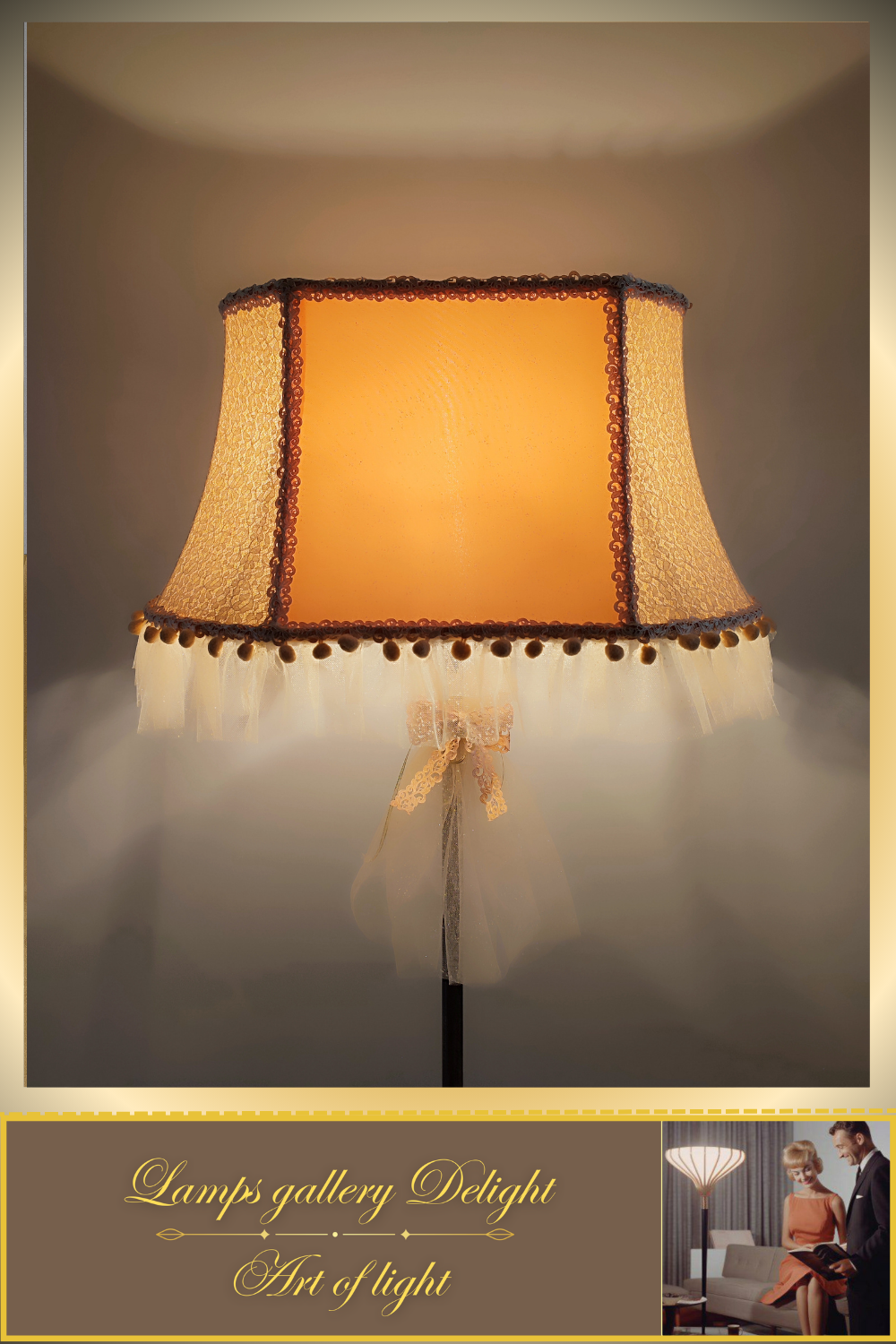 Floor lamp. Victorian style. Girlish pink and peach floor lamp, a gift for a girl. 5307