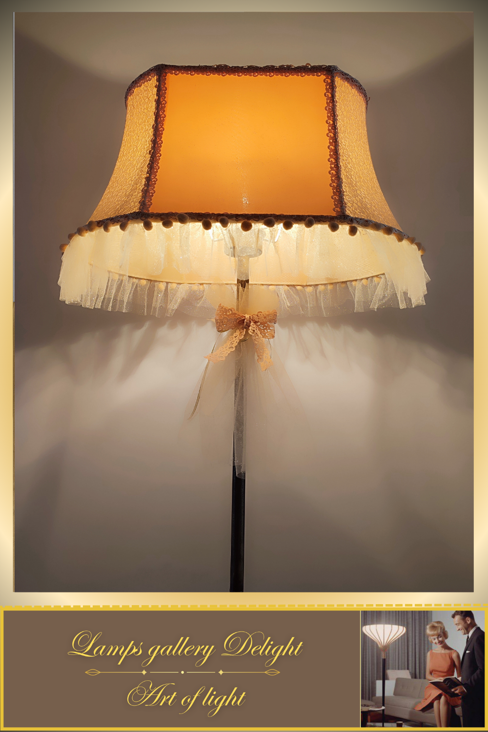 Floor lamp. Victorian style. Girlish pink and peach floor lamp, a gift for a girl. 5307