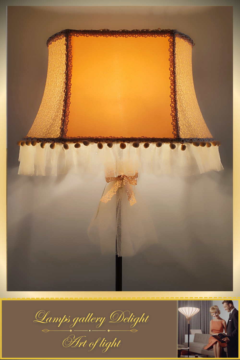 Floor lamp. Victorian style. Girlish pink and peach floor lamp, a gift for a girl. 5307