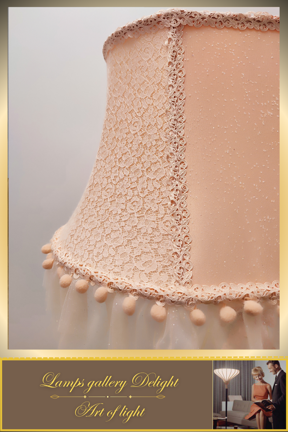 Floor lamp. Victorian style. Girlish pink and peach floor lamp, a gift for a girl. 5307