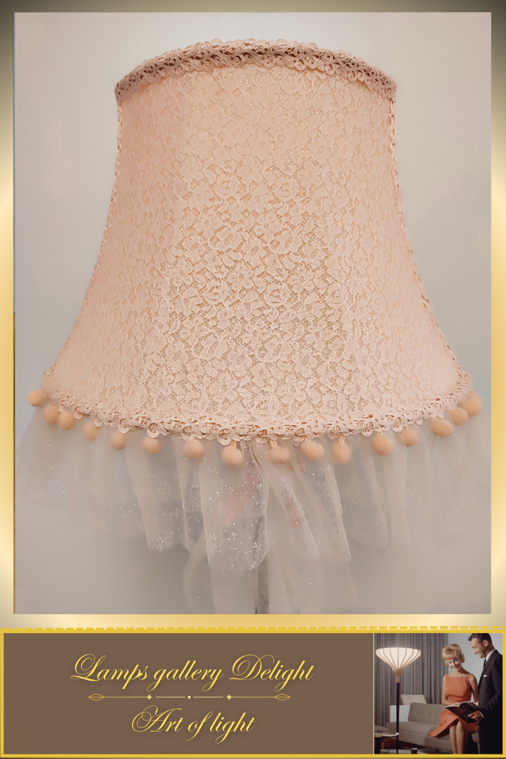 Floor lamp. Victorian style. Girlish pink and peach floor lamp, a gift for a girl. 5307