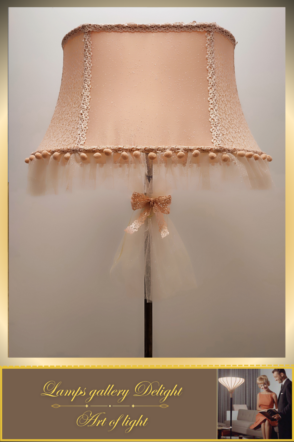 Floor lamp. Victorian style. Girlish pink and peach floor lamp, a gift for a girl. 5307