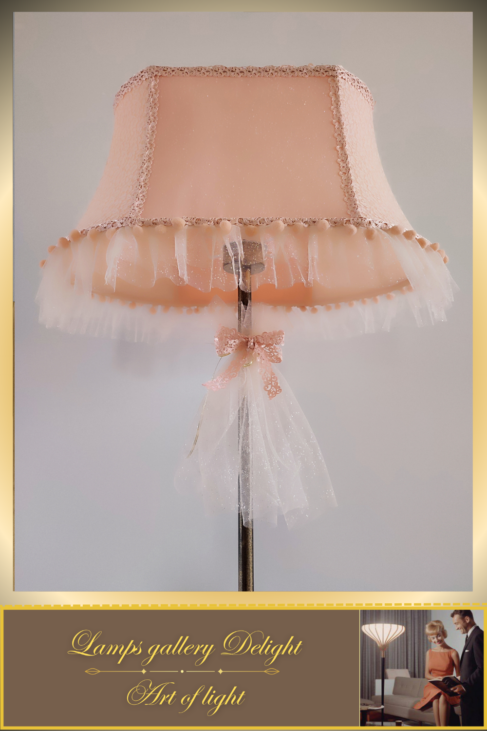 Floor lamp. Victorian style. Girlish pink and peach floor lamp, a gift for a girl. 5307