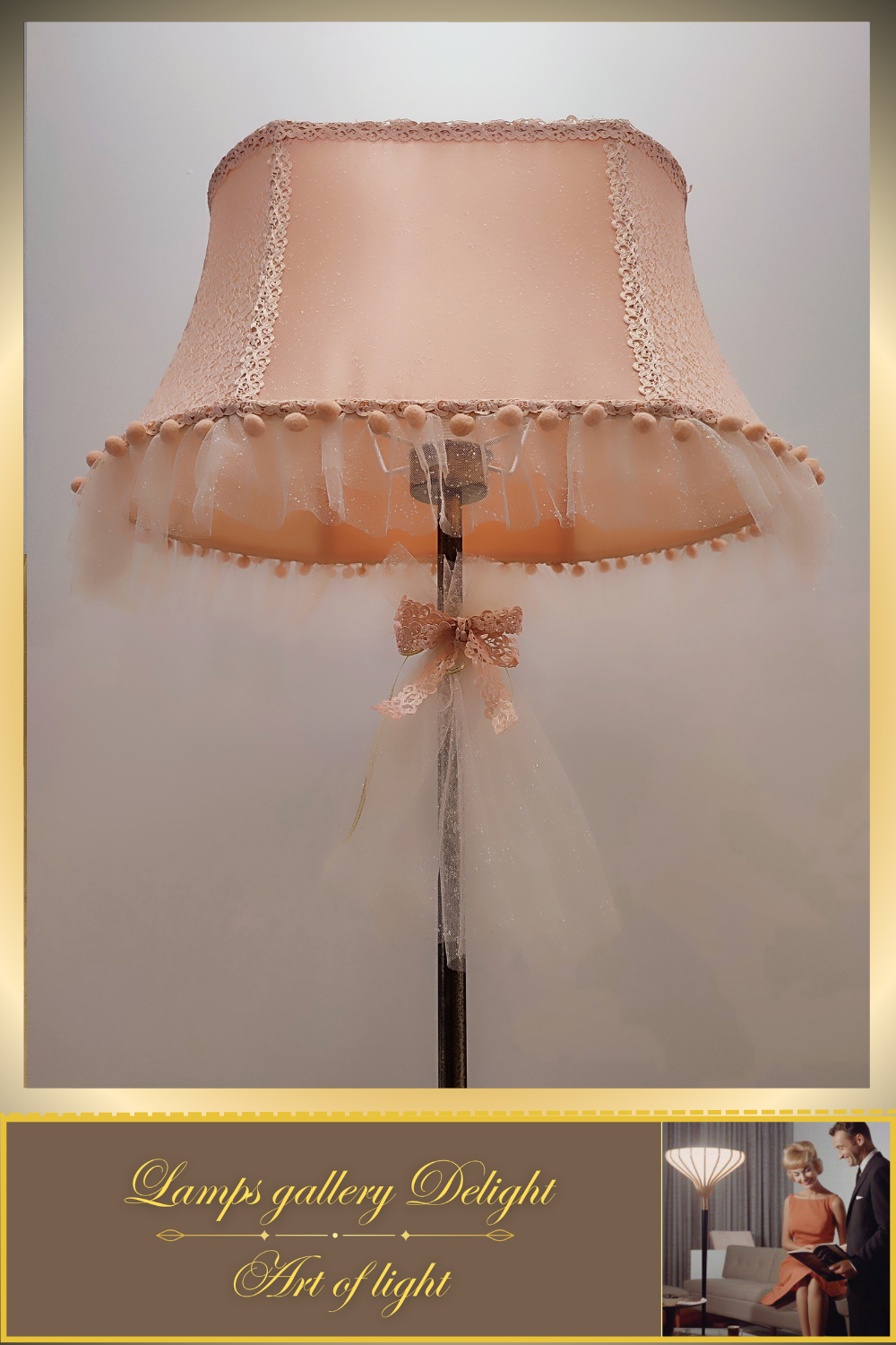 Floor lamp. Victorian style. Girlish pink and peach floor lamp, a gift for a girl. 5307