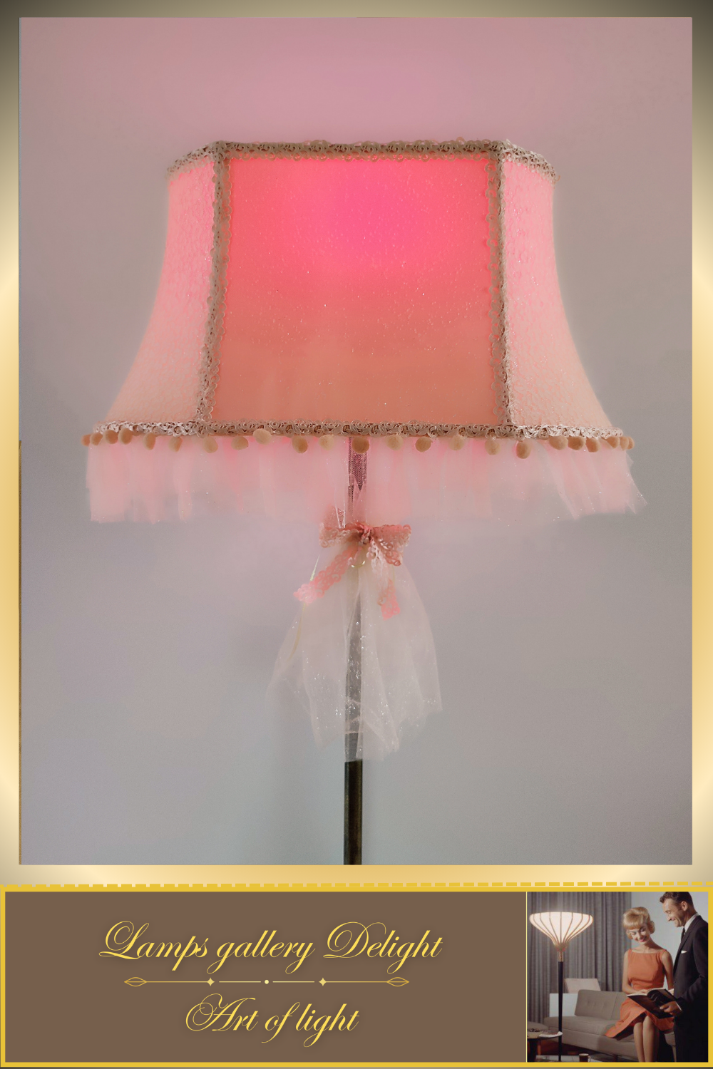 Floor lamp. Victorian style. Girlish pink and peach floor lamp, a gift for a girl. 5307