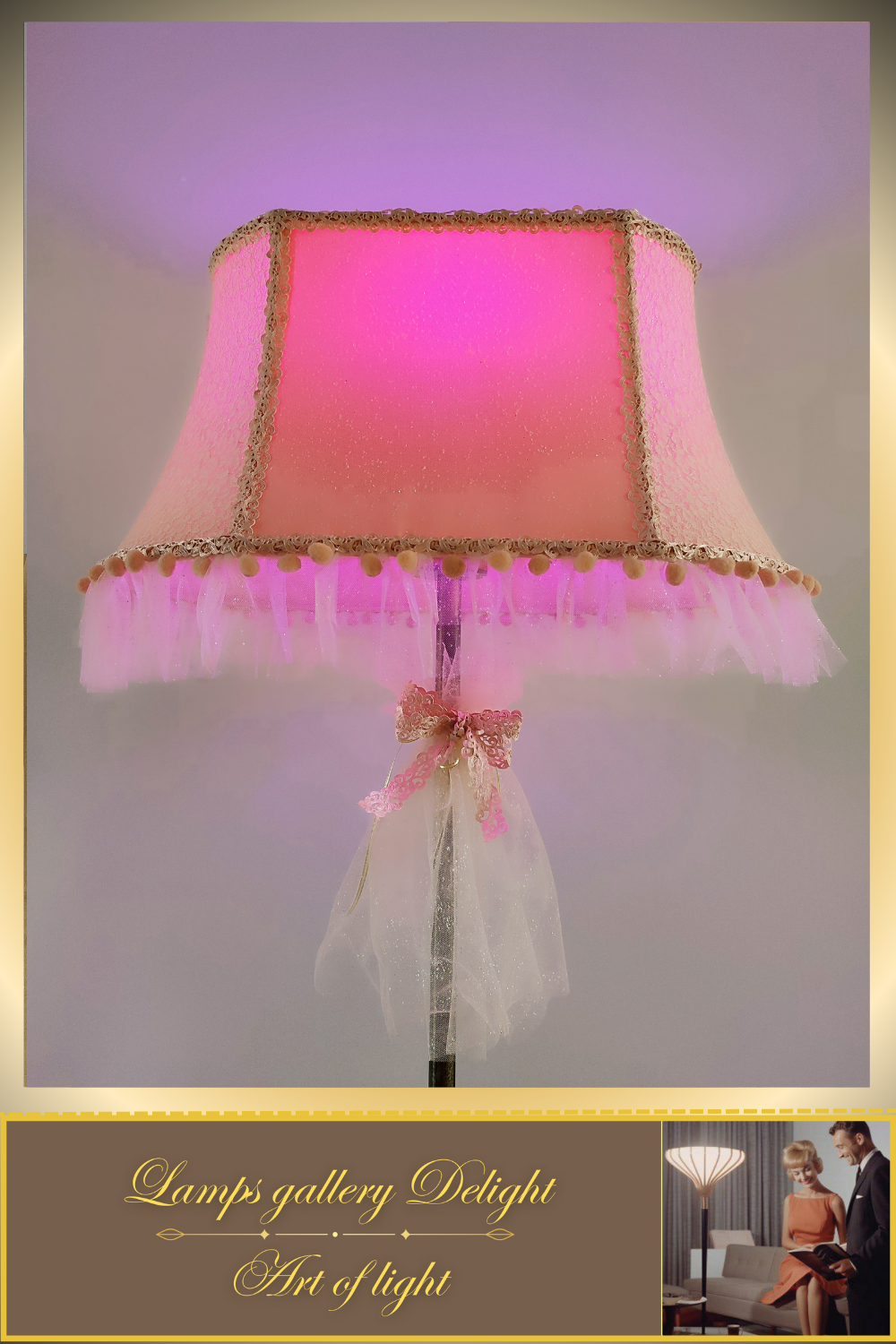 Floor lamp. Victorian style. Girlish pink and peach floor lamp, a gift for a girl. 5307