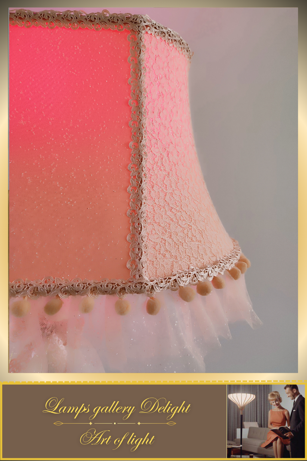 Floor lamp. Victorian style. Girlish pink and peach floor lamp, a gift for a girl. 5307