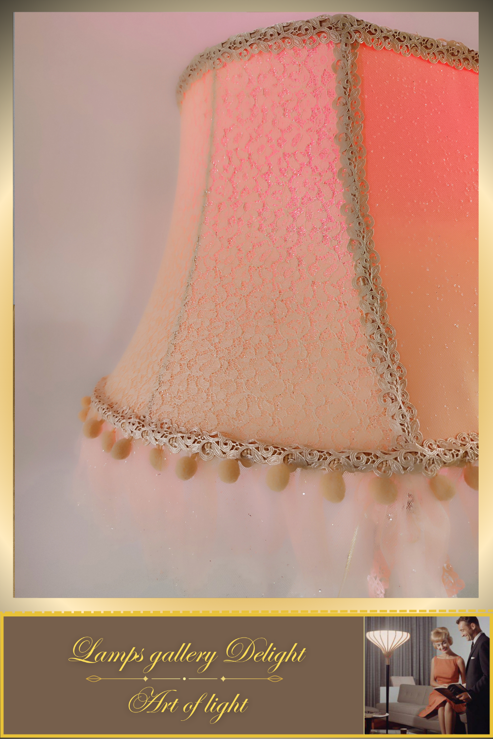 Floor lamp. Victorian style. Girlish pink and peach floor lamp, a gift for a girl. 5307