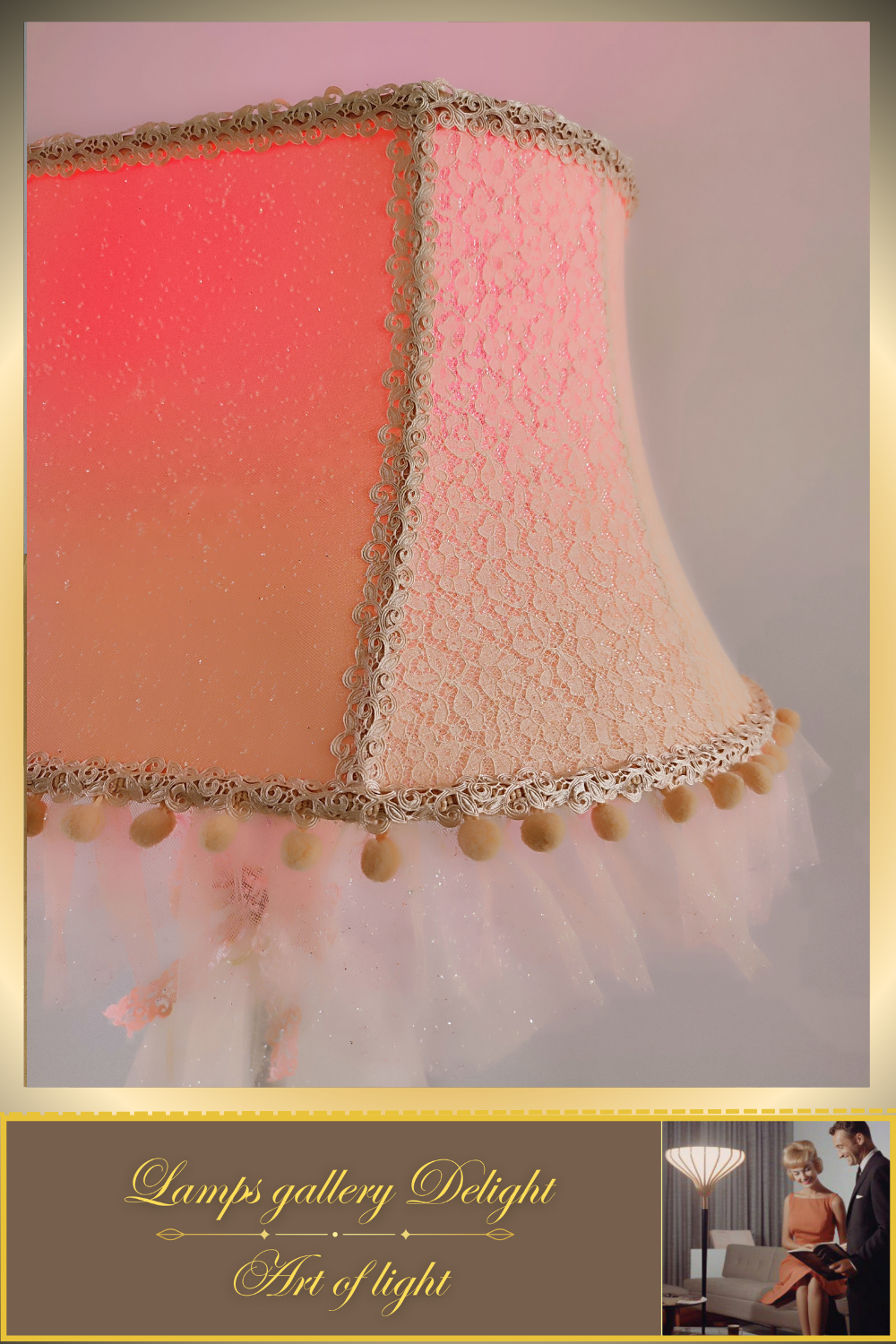 Floor lamp. Victorian style. Girlish pink and peach floor lamp, a gift for a girl. 5307