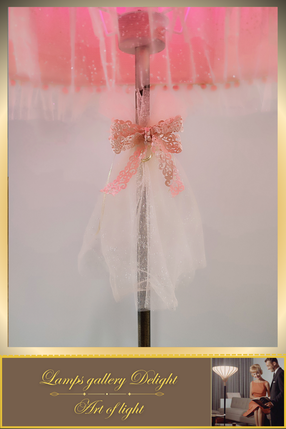 Floor lamp. Victorian style. Girlish pink and peach floor lamp, a gift for a girl. 5307
