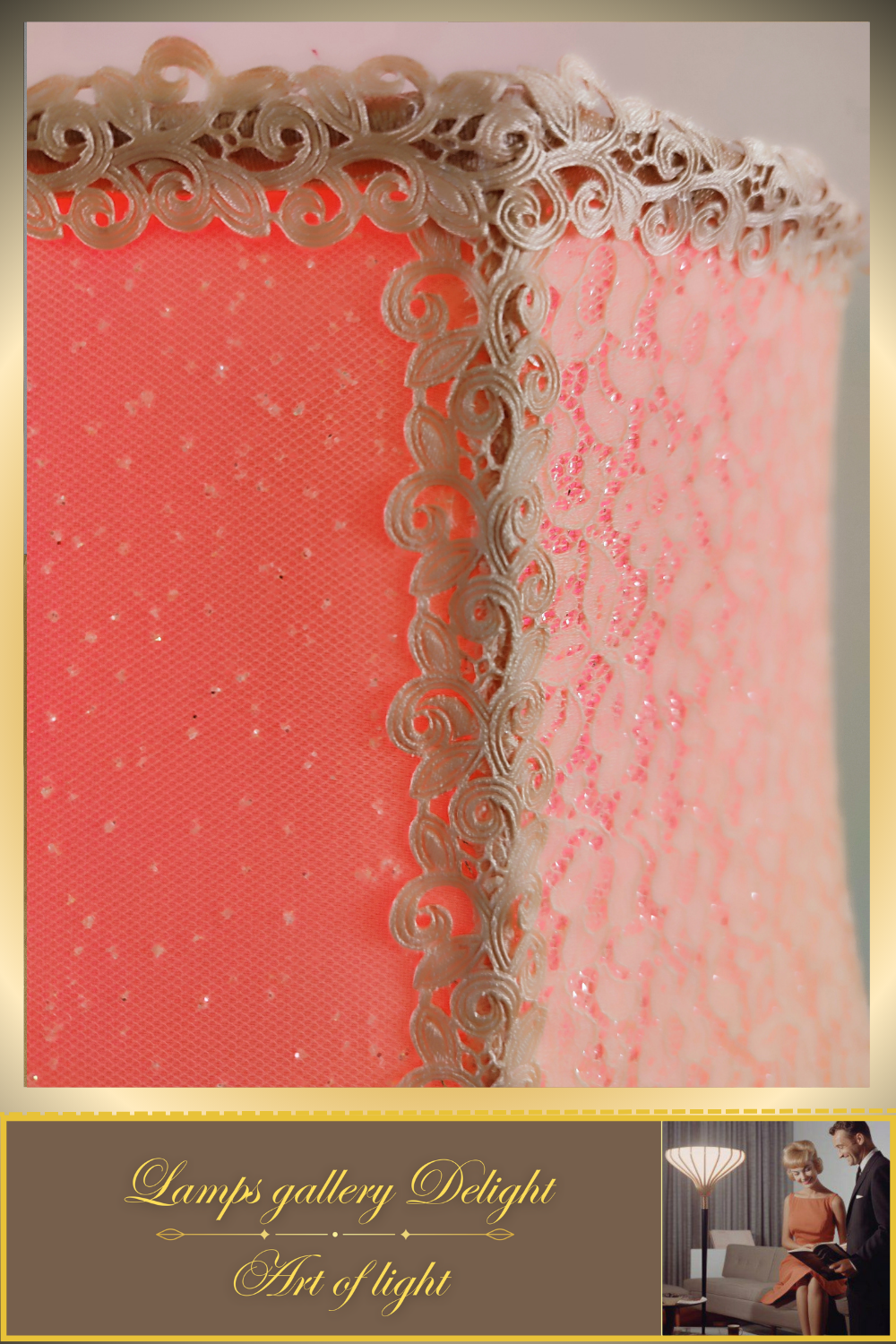 Floor lamp. Victorian style. Girlish pink and peach floor lamp, a gift for a girl. 5307
