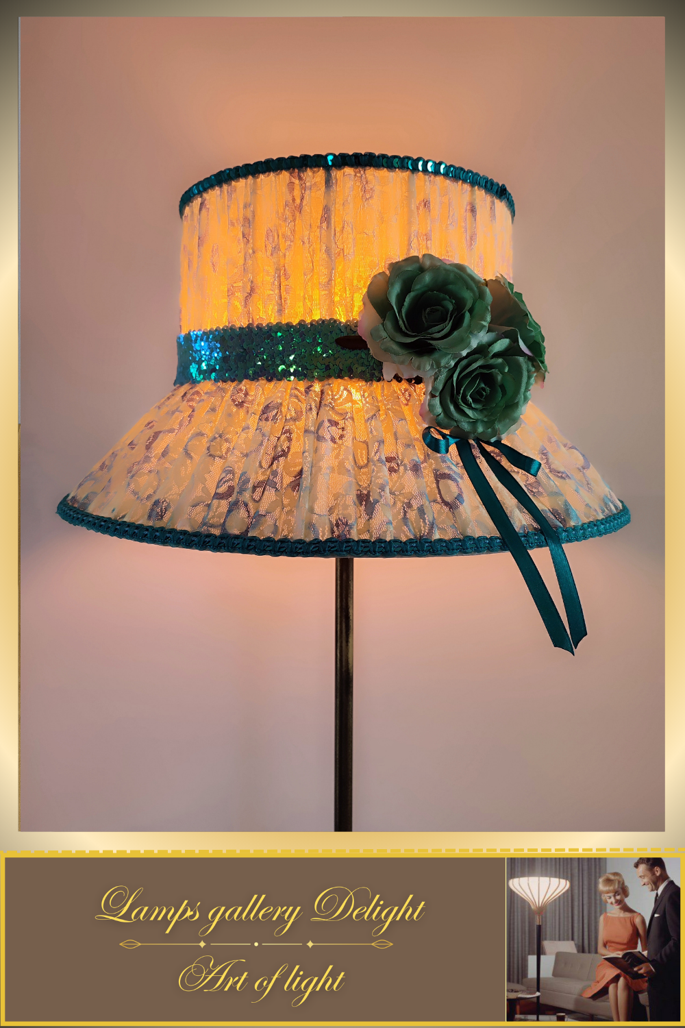 Floor lamp, flower lamp, art deco lamp. The floor lamp with a milky turquoise shade. 6103