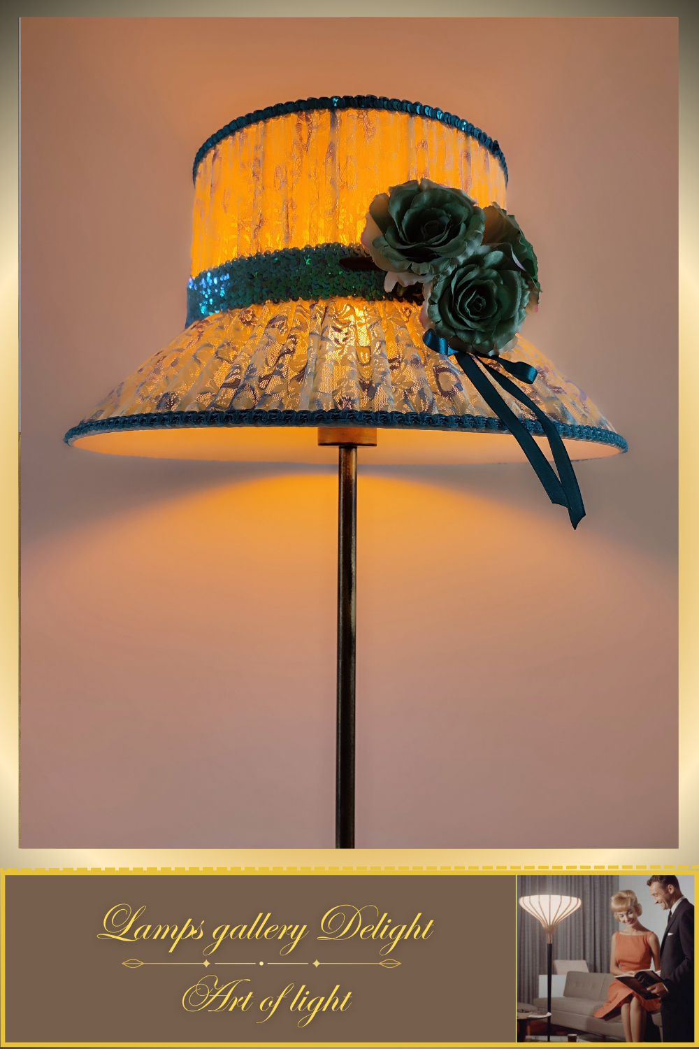 Floor lamp, flower lamp, art deco lamp. The floor lamp with a milky turquoise shade. 6103