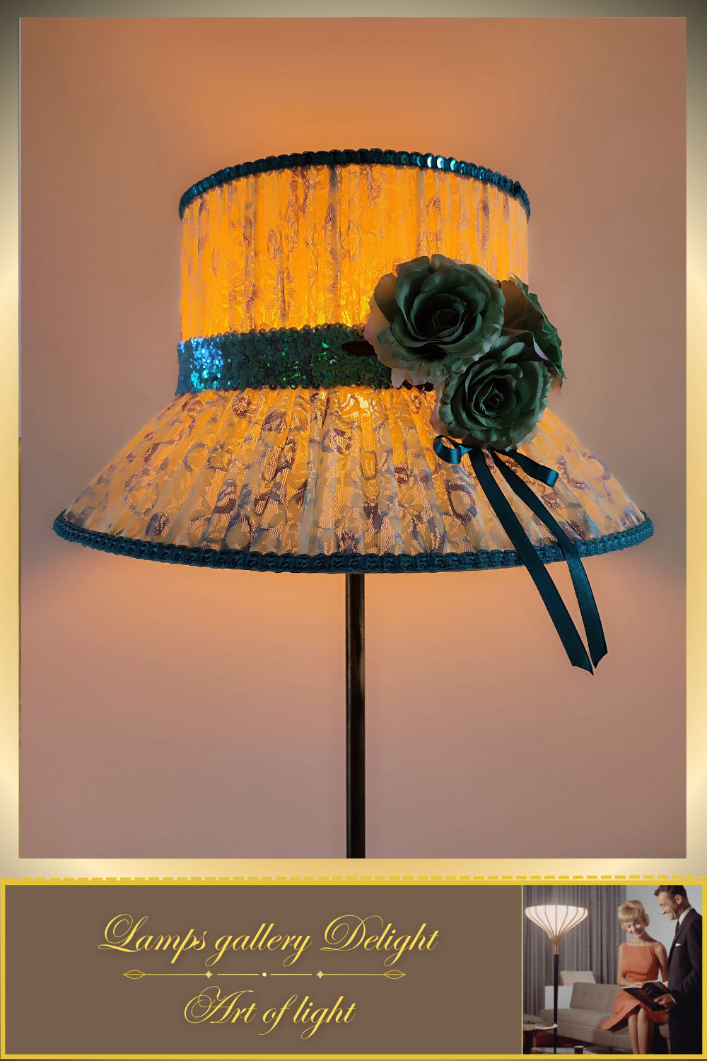Floor lamp, flower lamp, art deco lamp. The floor lamp with a milky turquoise shade. 6103