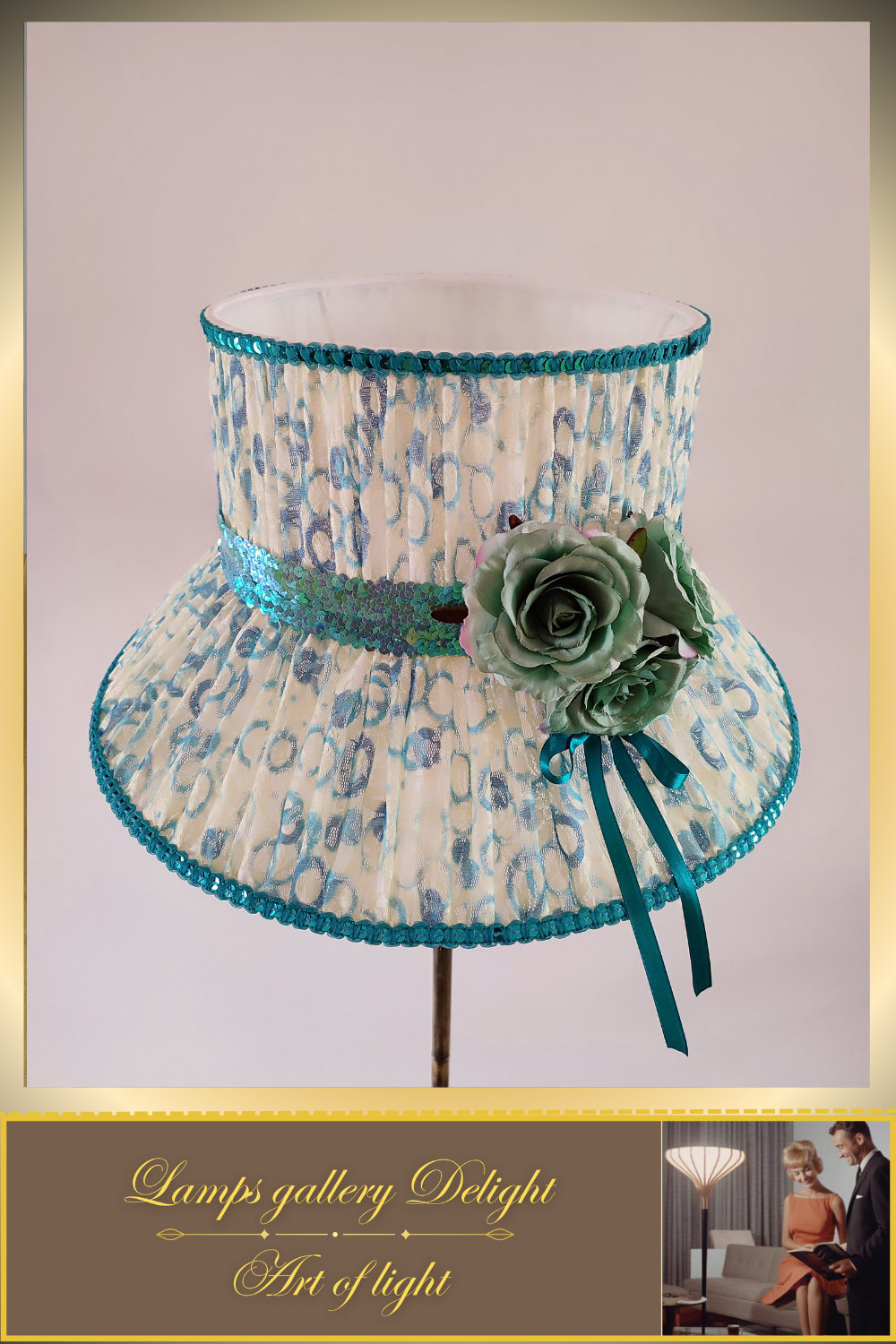 Floor lamp, flower lamp, art deco lamp. The floor lamp with a milky turquoise shade. 6103