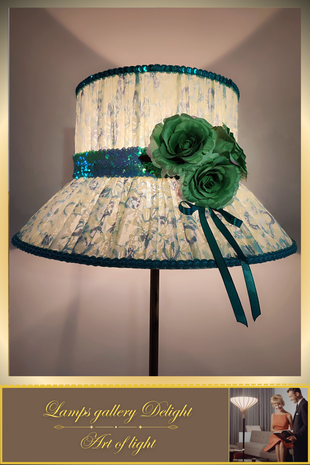 Floor lamp, flower lamp, art deco lamp. The floor lamp with a milky turquoise shade. 6103