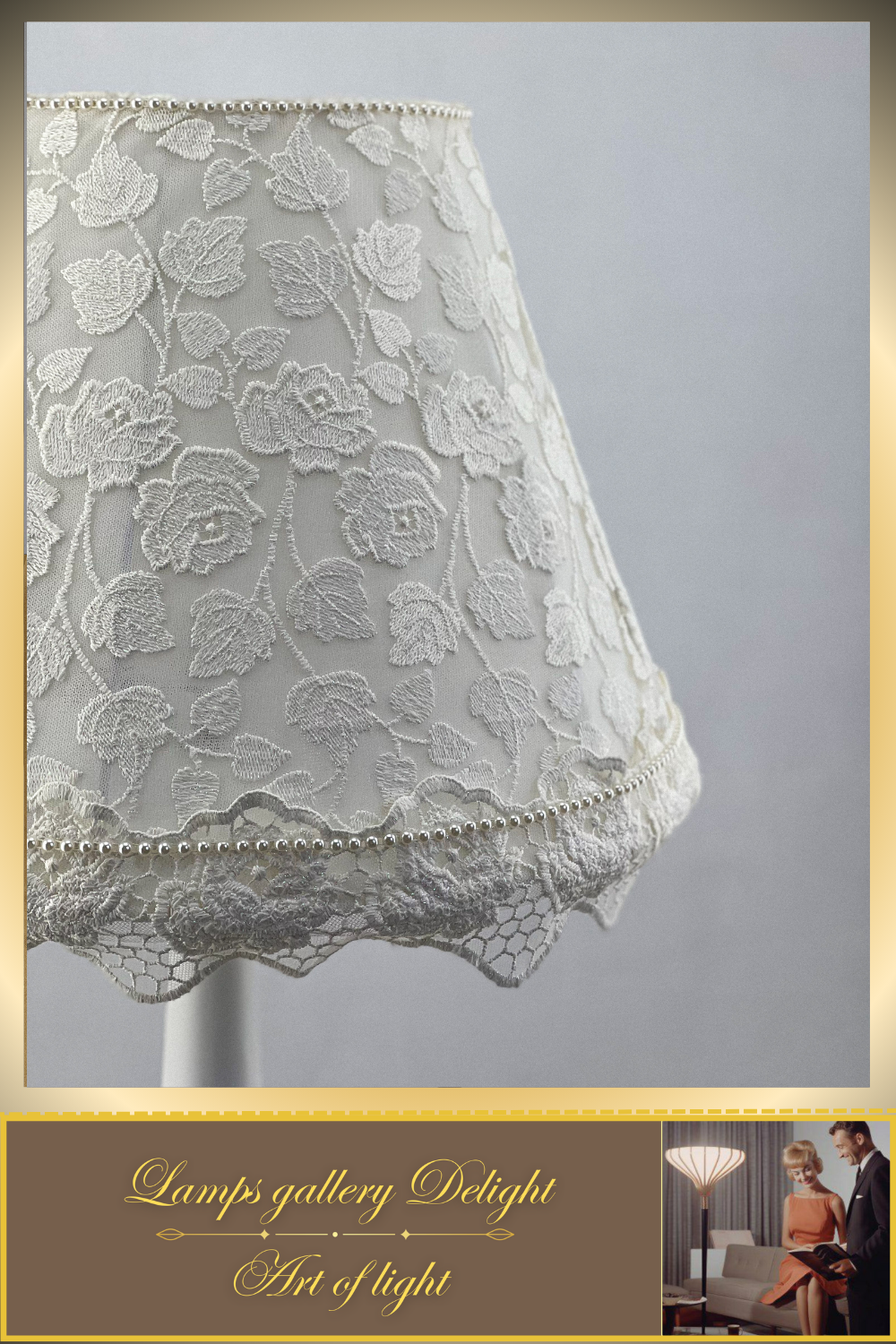 Floor lamp, Victorian Style, white lamp, flower lamp, fabric lampshade. 380901