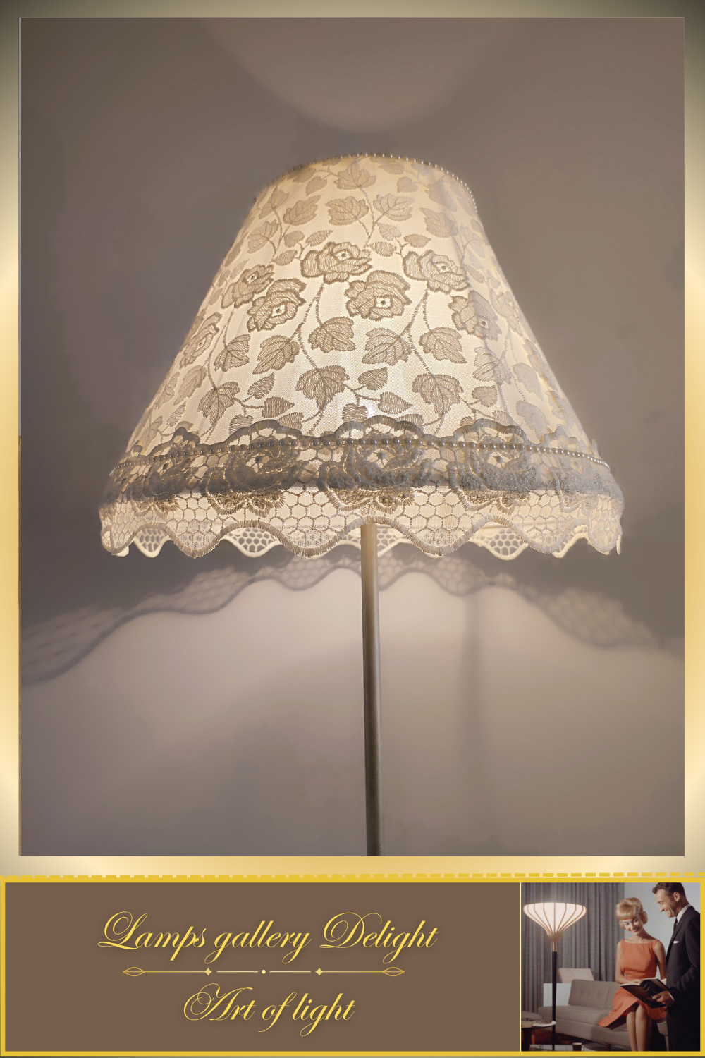 Floor lamp, Victorian Style, white lamp, flower lamp, fabric lampshade. 380901