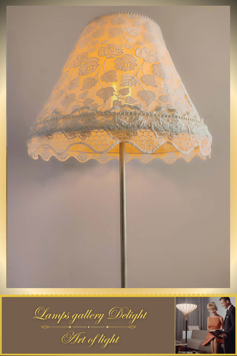 Floor lamp, Victorian Style, white lamp, flower lamp, fabric lampshade. 380901