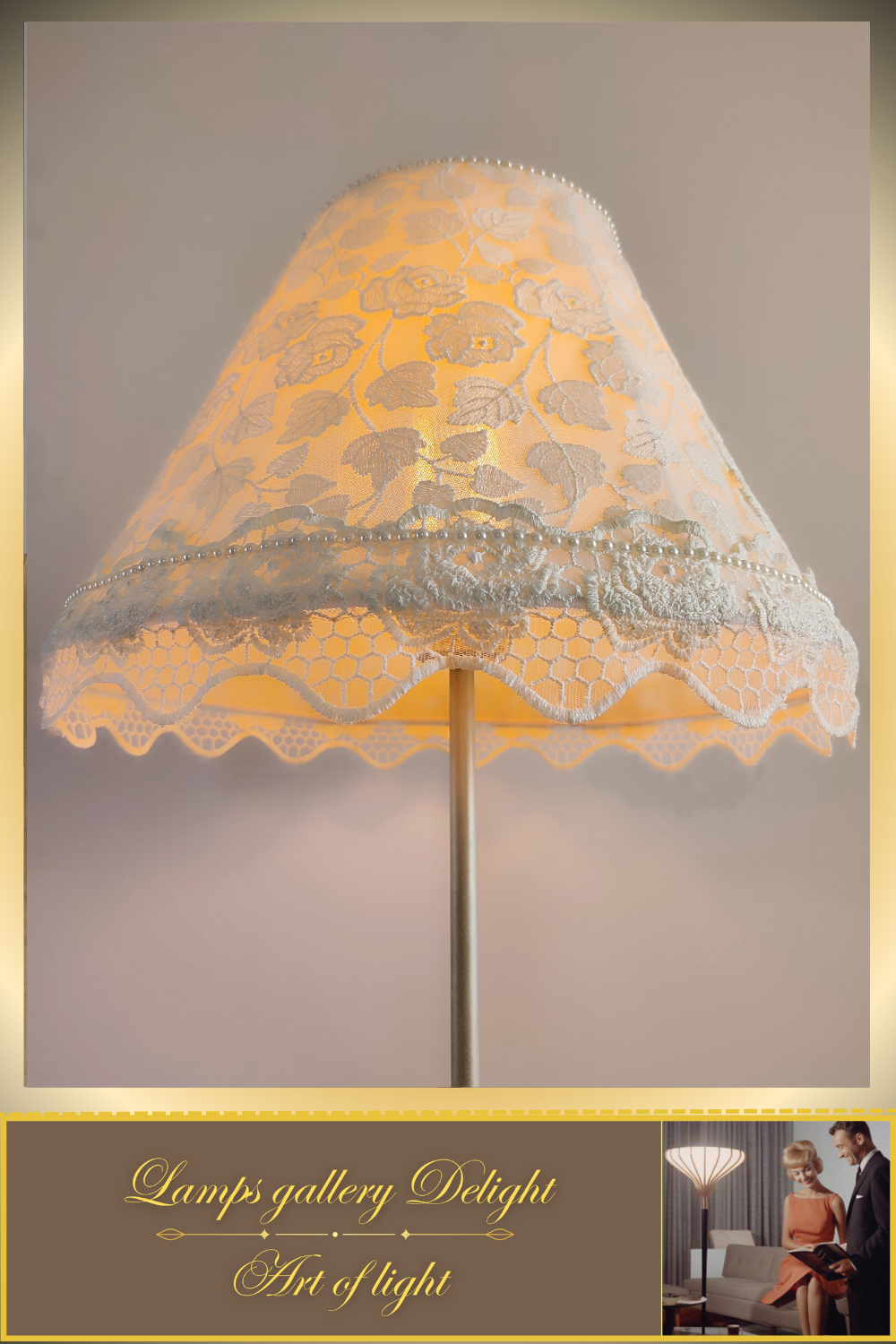 Floor lamp, Victorian Style, white lamp, flower lamp, fabric lampshade. 380901