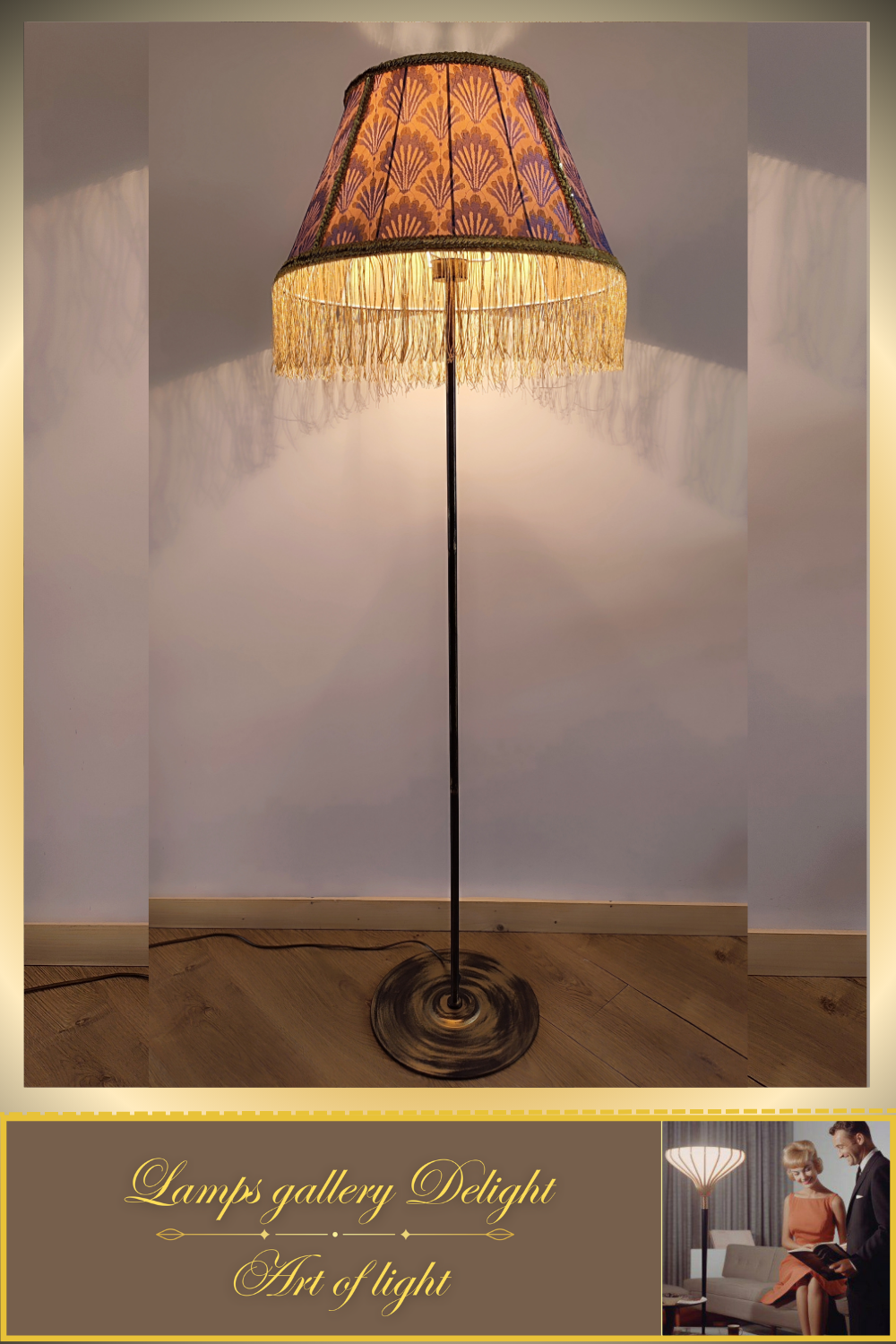 Floor lamp, Victorian style, golden lamp, Vintage Floor Lamp, handmade home lamp. 090701